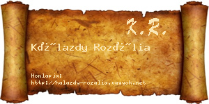 Kálazdy Rozália névjegykártya